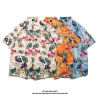 Summer Instagram retro floral full-print short-sleeved shirt for men, streetwear brand, laid-back style couple floral shirt coat Application Scenario